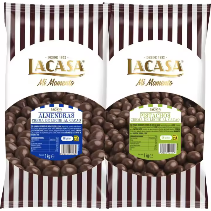 Lacasa Mi momento Pack 2 kg: deliciosas bolas de  Almendra con chocolate con Leche y Pistachos con chocolate Leche - 1