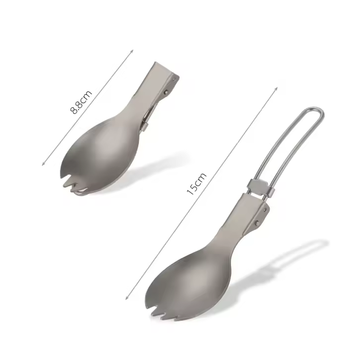 Lixada Cuchara De Titanio Plegable Ultraligera Para Exteriores Y Camping Utensilios De Mesa Portátiles Para Comida Y Frutas - 1