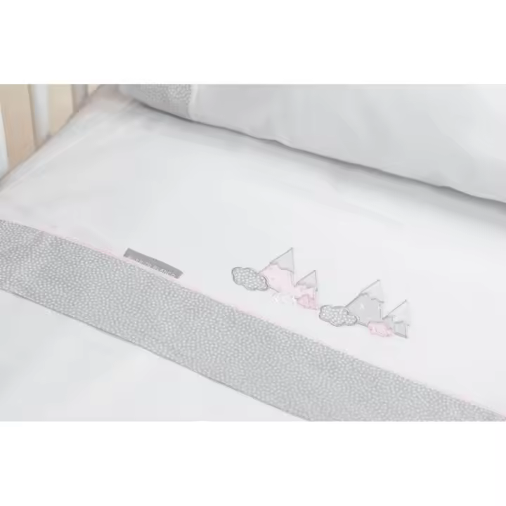 SÁBANAS CORALINA BURRITO BLANCO CUNA 60X120 BORDADAS MODELO 920 COLOR ROSA - 1