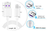 Cable De Carga Super Rápida Tipo C 5A Para Huawei P30 P20 pro Lite Mate20 10 pro P10 plus Lite Compatible Con USB 3.1 - details 2