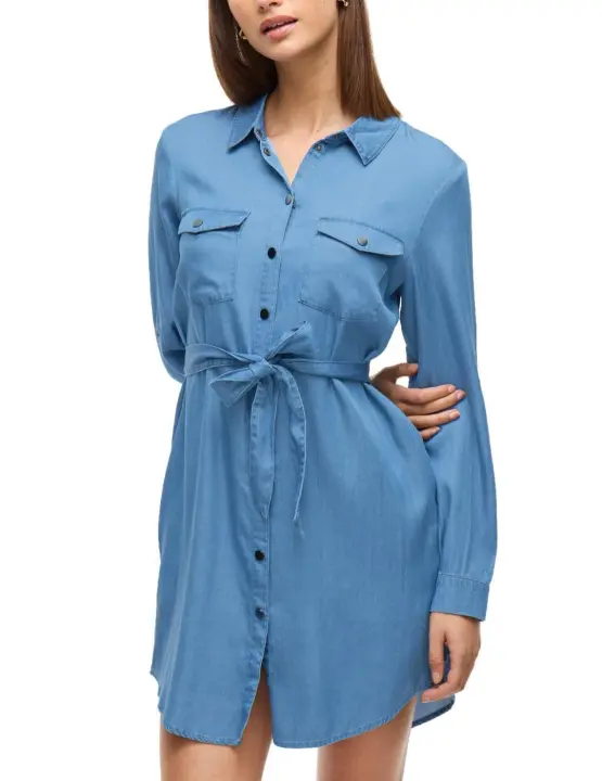 Vestido camisero Vila Bista en Tencel azul medio para mujer - 1