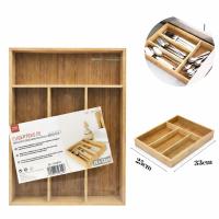 STARLEY-Organizador de Cubiertos Bambú (25x33Cm),organizador de utensilios de cubiertos, organizador de cubiertos en cajón, bandeja organizadora de cubiertos - details 2