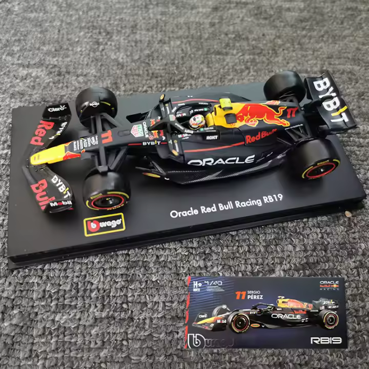 Modelo De Coche Bburago 1:43 Red Bull RB19 De Aleación Para Juego F1 Racing Diecast Max Verstappen Y Sergio Perez Figuras Incluidas - 1