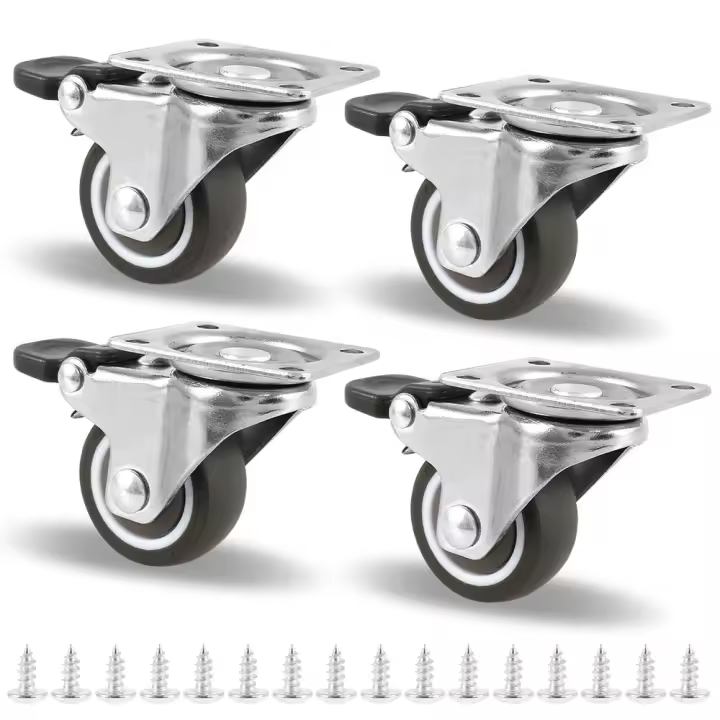 4Pc Rodillos Giratorios Silenciosos Para Muebles Caster Rotativo De Goma Con Freno De Seguridad Para Mesa Silla Sofá - 1