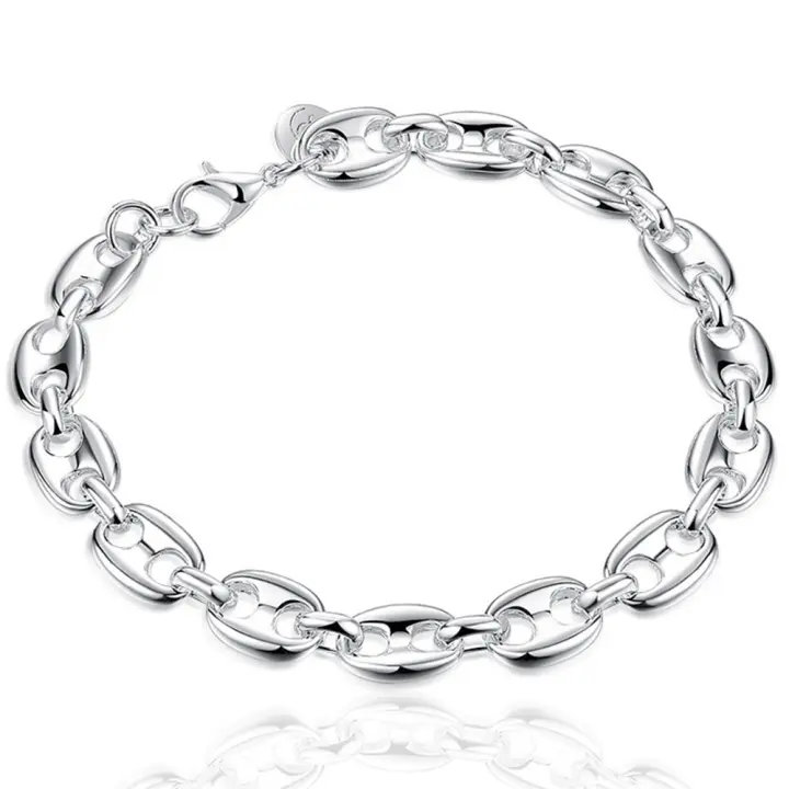 925 Sterling Silver Pig Nose Chain Bracelet for Women Fashion Charming Jewelry - 1