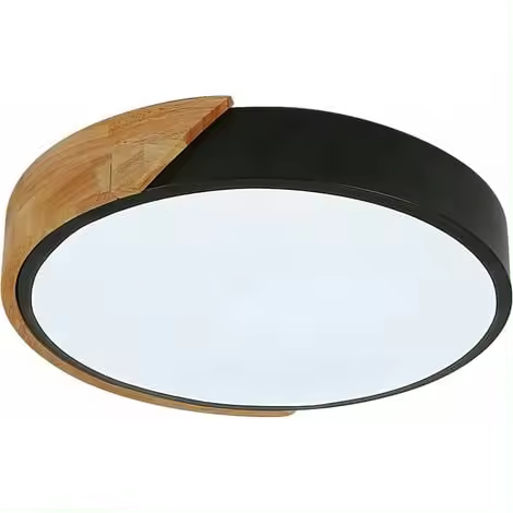 PORCHEDDU Luz de techo del LED, Blanco frío Redondo de Madera Modern De La Luz de techo 24W - 1