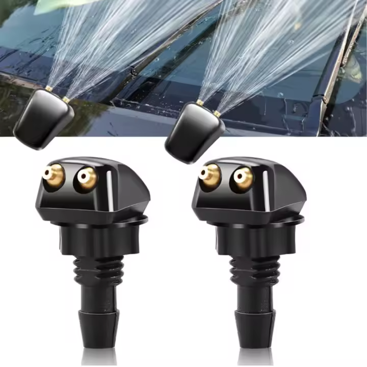 2pcs De Boquillas De Limpiaparabrisas Doble Agujero Para La Mayoría De Los Modelos De Coche Accesorios Ajustables Para Rociado De Agua - 1