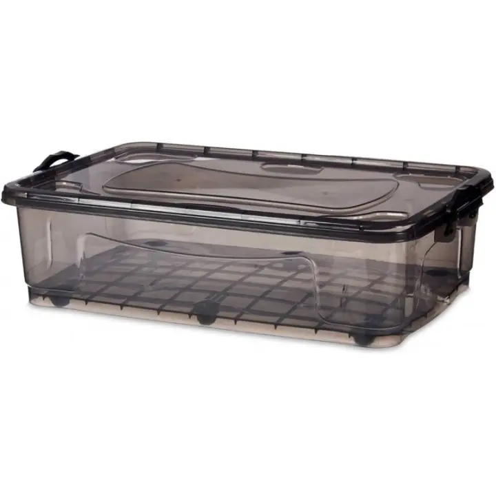 TIENDA EURASIA - Bajo Cama con 6 Ruedas, Tapa y Asas, Organizador Multifuncion para Ropa, Juguetes, de Plastico Transparente - 1