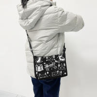 Bolso De Hombro Gótico Con Estampado De Gato Tamaño Small Cuadrado Versátil Para Halloween Material De Lino Y Poliéster Cierre De Cremallera Unisex - details 5