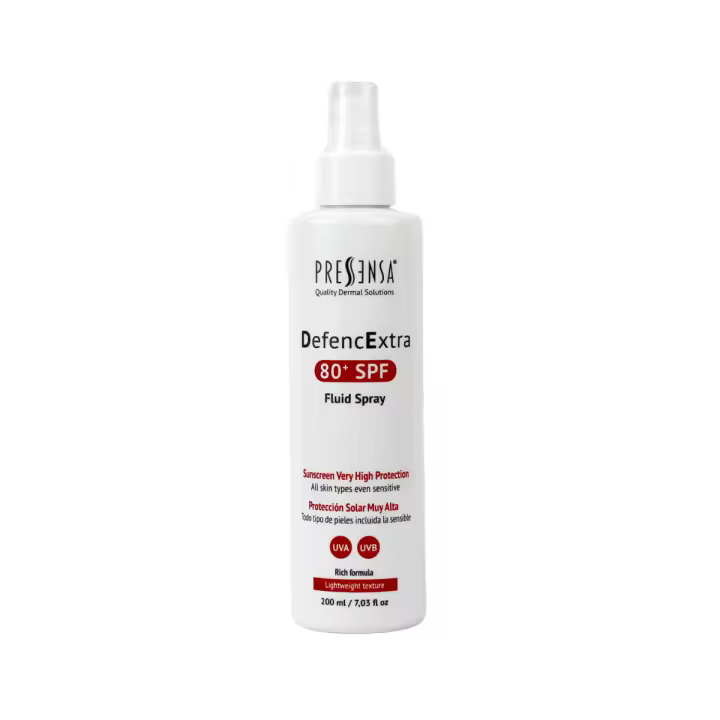 Pressensa - Protector Solar en Spray SPF 80 – Alta Protección UVA/UVB, Textura Ligera y Rápida Absorción, con Aloe Vera y Manzanilla, 200ml – Protección Solar Facial y Corporal para Todo Tipo de Piel, Ideal para Uso Diario y Exposición Solar Prolongada - 1