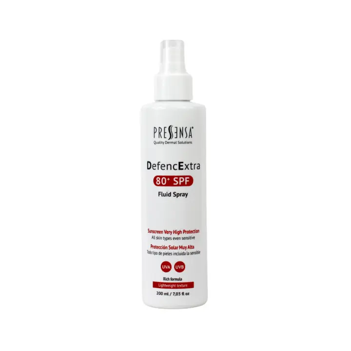 Pressensa - Protector Solar en Spray SPF 80 – Alta Protección UVA/UVB, Textura Ligera y Rápida Absorción, con Aloe Vera y Manzanilla, 200ml – Protección Solar Facial y Corporal para Todo Tipo de Piel, Ideal para Uso Diario y Exposición Solar Prolongada - 1
