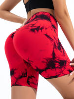 Shorts De Yoga Para Mujer Cintura Alta Sin Costuras Tie-Dye Elásticos Altos Transpirables Leggings De Gimnasio - details 5