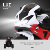 HOMCOM Moto Eléctrica Infantil con Licencia BMW S1000RR Triciclo Trimoto para Niños +2 Años con Luces y Música 66x37x44 cm - details 5