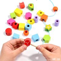 Juguete De Montessori De Madera Con Cuentas Para Niños Juego De Alineación De Formas Juguete De Sorting Y Pila Para Bebés Juguete De Hilo Para Desarrollo Motor Fine - details 2