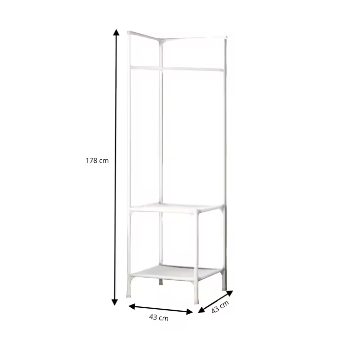 Perchero de pie, Zapatero, Compacto de varios niveles, Organizador esquinero de prendas y zapatos, Vertical, Tubo metal, Vestidor portátil para recibidor, Entrada, Sala de estar, Salón, Ligero y resistente - 1