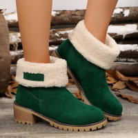 Botas De Invierno Para Mujer Con Forro De Pluma Suave Y Tacón Medio De Caucho. Botines De Cuña Modernos De Talla Grande. Estilo Coreano. Cierre Slip-on. - details 10