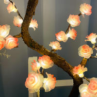 Lámpara De Árbol LED Con Flores Rosa Iluminación Nocturna Con Pilas O USB Para Decoración De Habitaciones Oficinas Y Fiestas Regalo De Bonsái Artificiales - details 2