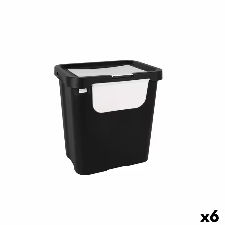 Cubo de Basura para Reciclaje Tontarelli Moda double Blanco (6 Unidades) 24 L - 1