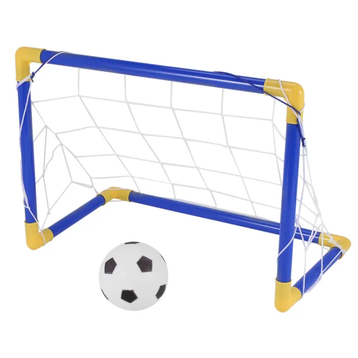 Mini balón de fútbol plegable para interiores, juego de red de portería y bomba, deporte al aire libre, juego en casa, juguete de plástico, regalo de cumpleaños para niños - 1