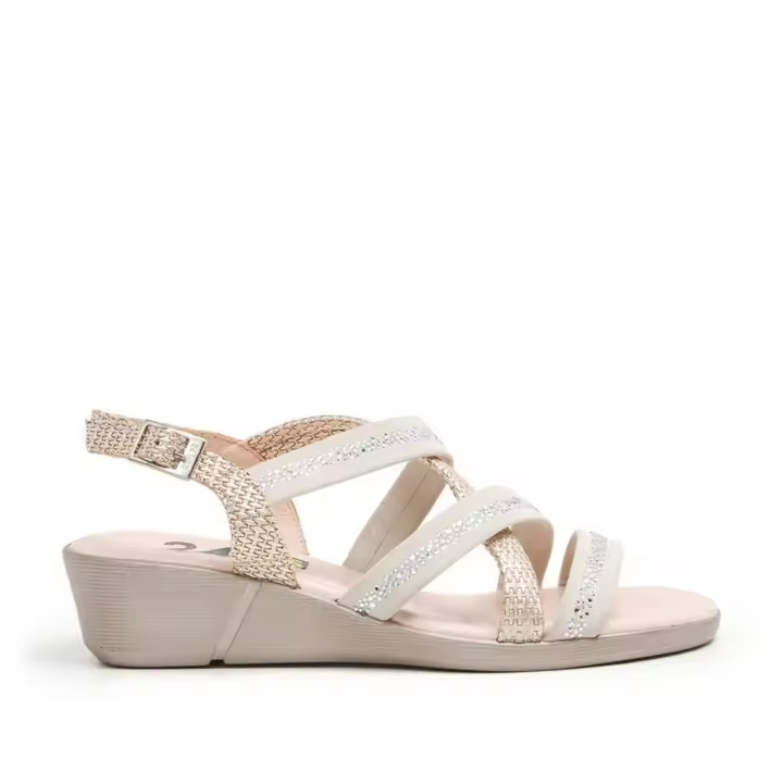 24 HORAS 26037 Sandalias altas mujer 31852 24V SANDALIA RELAX TIRAS CREMA/JAZMIN-3º - 1