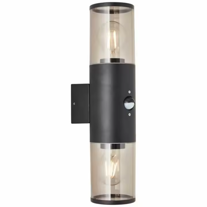 Aplique de Pared Brilliant Sergioro Exterior Detector de Movimiento Negro 20 W - 1