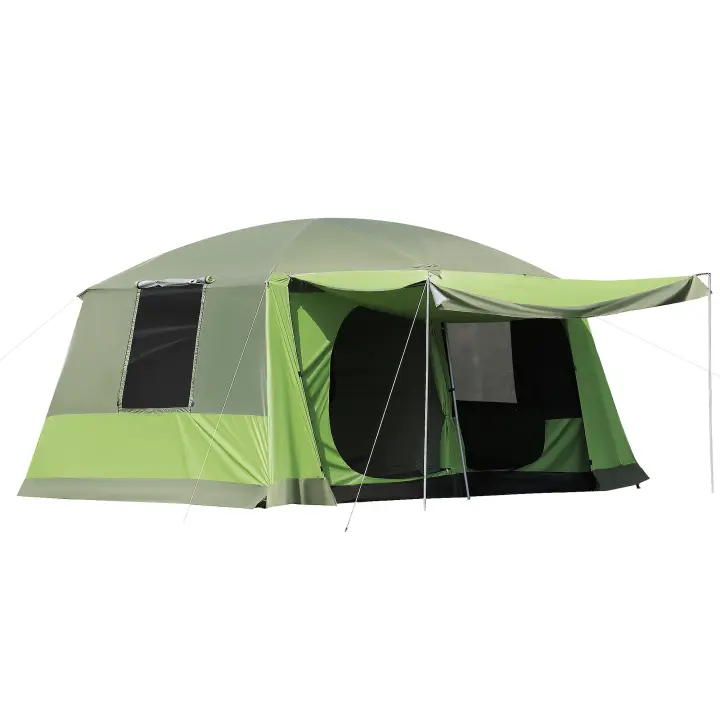 Outsunny Tienda de Campaña Familiar 4-8 Personas Carpa Grande Acampada Tipo Refugio para Playa Picnic Portátil y Impermeable con Bolsa de Transporte Mosquitera Protección Solar UV 405x305x225 cm - 1
