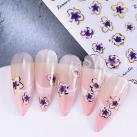 3pcs Etiquetas De Uñas Elegantes Con Líneas Metálicas Doradas Y Flores 3D Decoraciones Para Manicura DIY Tamaño Alrededor De 9.5x6.4cm - details 8