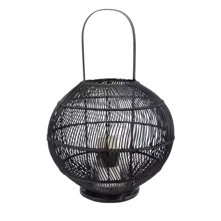 FAROL RATTAN NEGRO BOLA HM850 FIJALO ILUMINACION - 1