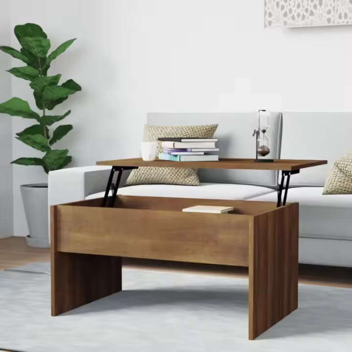 vidaXL Mesa de centro madera de ingeniería marrón roble 80x50,5x41,5cm - 1