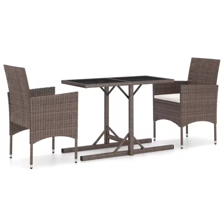 vidaXL Juego de comedor para jardín de 3 piezas marrón - 1