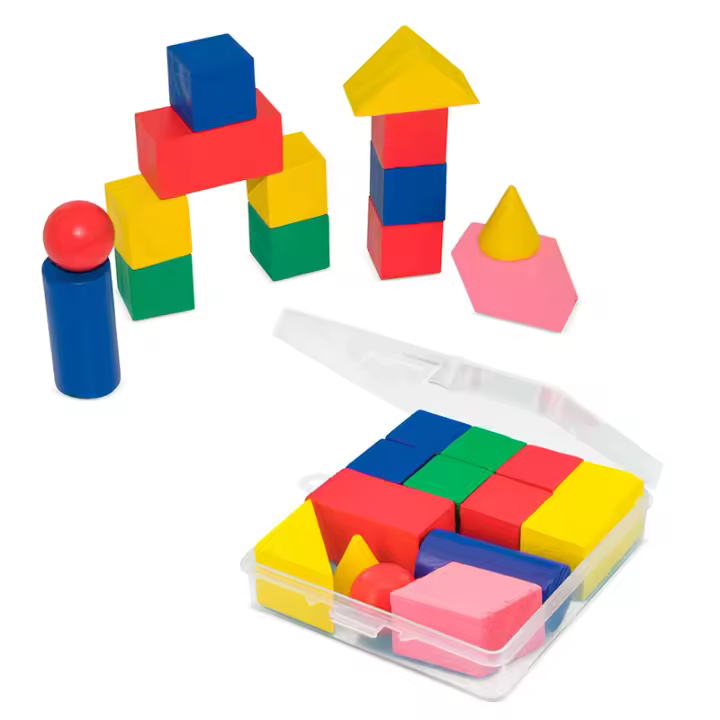 Deliex delicias de Extremadura. Bloques de Madera para construcción. Regalos para cumpleaños Infantiles del Cole, Set de 14 Mini Piezas de Madera con Estuche. (10 Packs) - 1