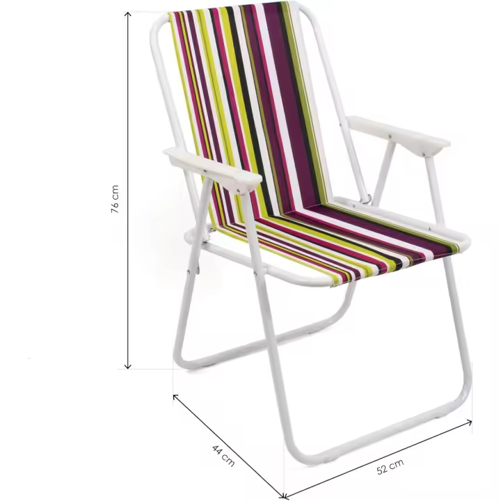 Silla de Playa Plegable con Reposabrazos Silla Plegable portátil para Playa Camping Ocio al Aire Libre Exterior 74X52X38CM - 1