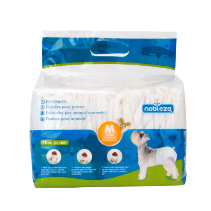 Nobleza 12x Pañales para Perros Desechables Hembra Cachorro Entrenamiento Pañales, Talla M. - 1