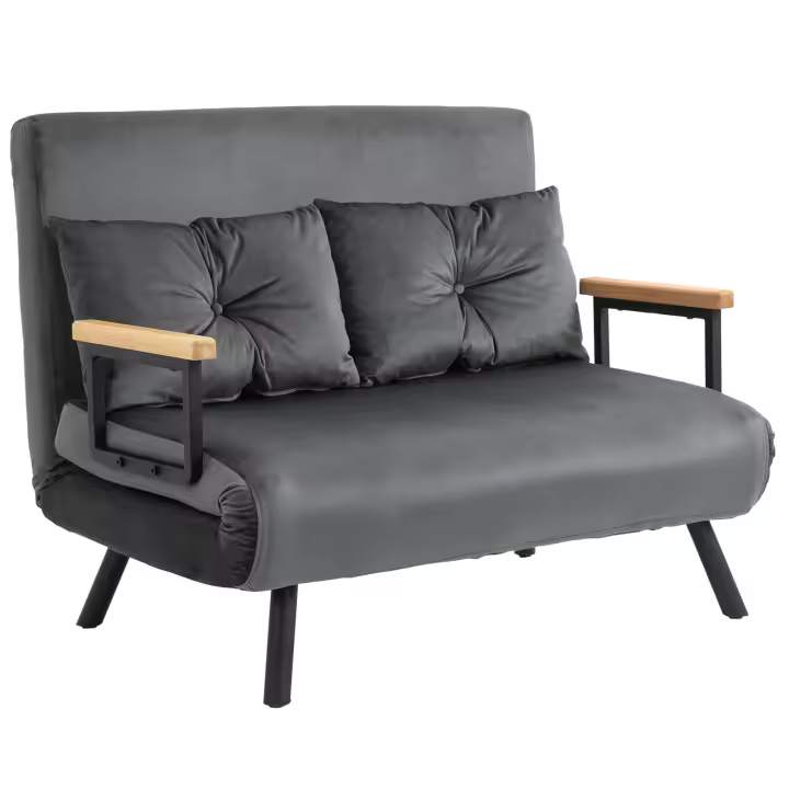 Sofá Cama con Monedero Sofá Cama de terciopelo Fundas gris Obscura 102x73x81 cm - 1