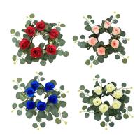 Anillo De Vela De Pilar Con Rosas Artificiales Para Adornos De Fiesta Aniversario Comedor Navidad Regalo De Festivales Decoración Rustica - details 0