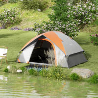 Outsunny Tienda de Campaña para 2 Personas Tienda de Camping Plegable Ligera Impermeable 3000 mm con Puerta Ventana Gancho y Bolsa de Transporte 210x150x110 cm Gris y Naranja - details 1
