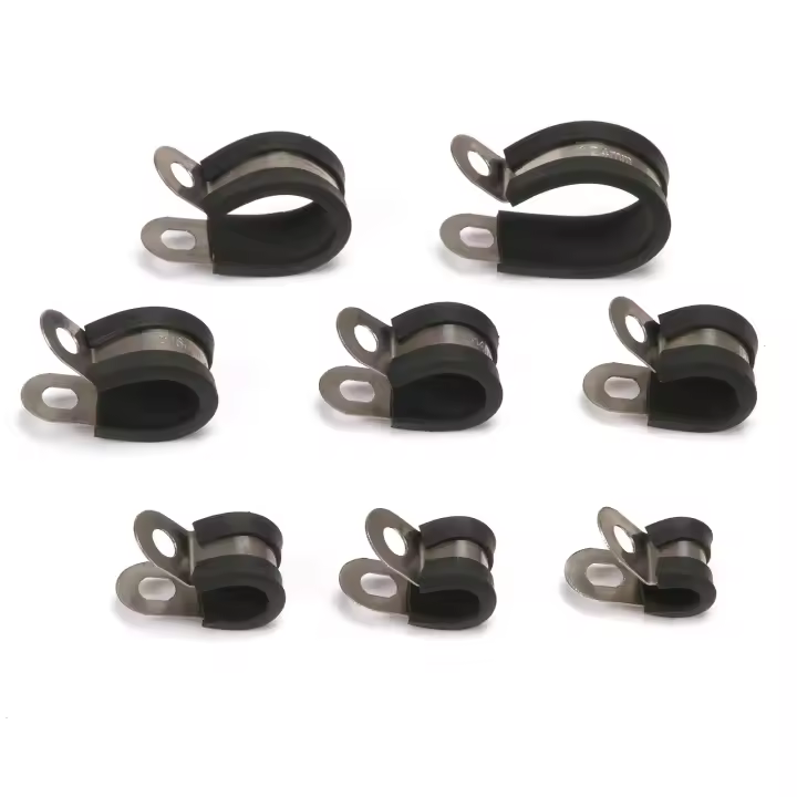 10pcs Abrazaderas De Tubo De Acero Inoxidable Con Goma Para Montaje De Cables Y Tubos Herramientas De Fijación Estándar 6/8/10/12/14/16/20/24mm - 1
