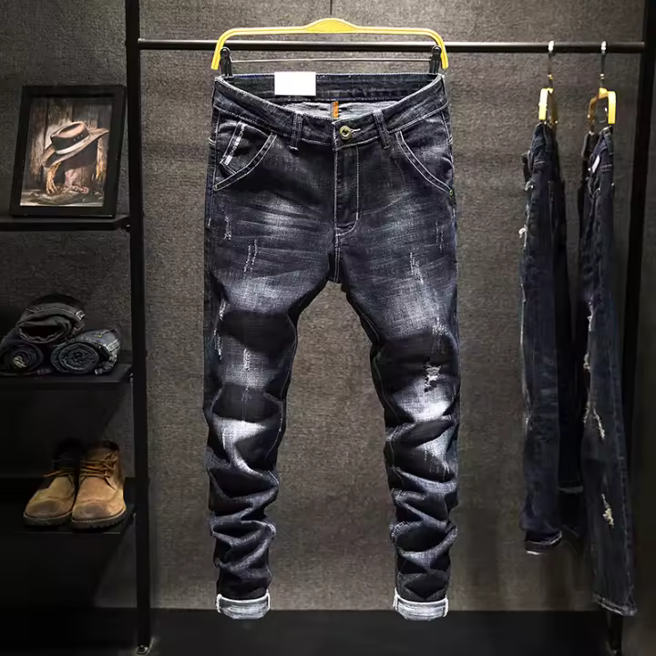 Nuevos Jeans Rotos De Verano 2024 Para Hombre Corte Slim-fit Denim Algodón Estilo Coreano Moda Prenda Versátil Con Elasticidad - 1