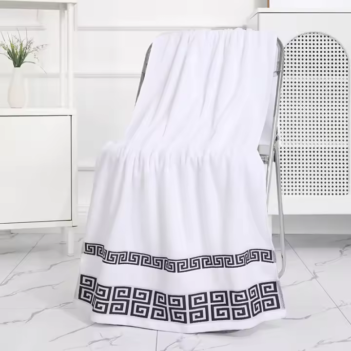 Toalla de baño absorbente de algodón puro grueso no extraíble con estampado rectangular lavable - 1
