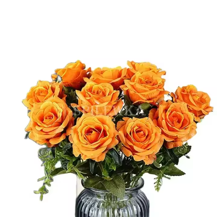 Flores Artificiales De Seda Naranja Rosa Para Decoración De Boda Tamaño Grande Y Realista Uso En Aniversarios Baños De Natación Cumpleaños Bodas Showers Decoración De Hogar Y Jardín - 1