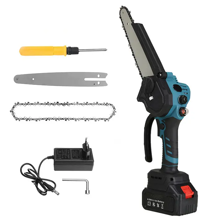 Motosierra eléctrica sin escobillas para carpintería, herramientas de corte de jardín para batería Makita de 18V, 8 pulgadas Motosierra eléctrica, Con 1 batería enchufe de la UE - 1