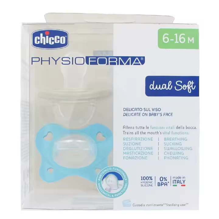 Chicco Chupete  Physioforma Dual Soft Gris/Azul 6-16M 2 UD - 1