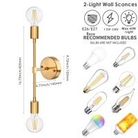Lámpara De Pared Dorada Para Interiores E27 Decoración De Muebles Iluminación Para Pasillo Dormitorio Instalación De Montaje Incluye Bombilla Dimmer Y Dispositivo Inteligente - details 4
