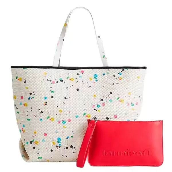 DESIGUAL - Bolso de Mujer Vintasplatter Namibia Reversible Blanco - 1