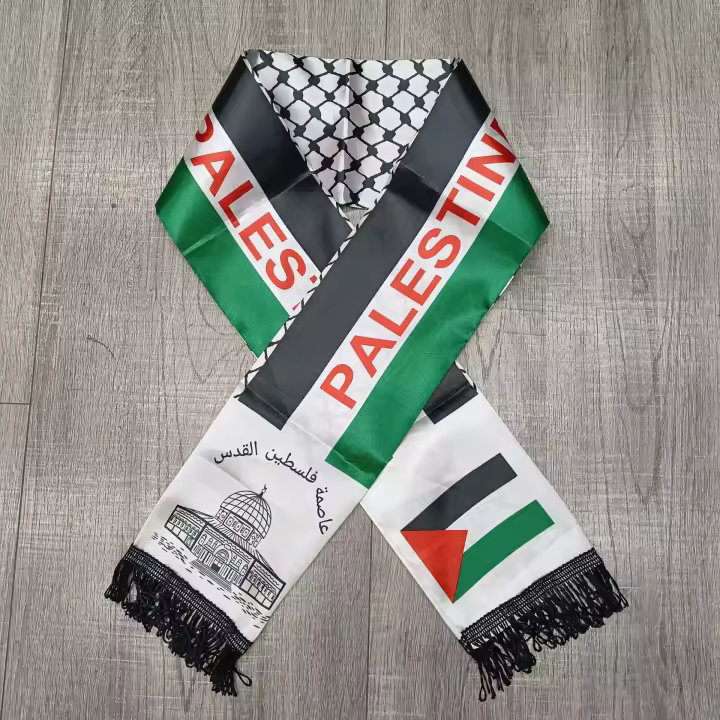 Pañuelo De Fútbol De 15x150cm Equipo De Palestina Estampado Digital En Seda Suave Bandera Personalizada Chaqueta De Moda - 1