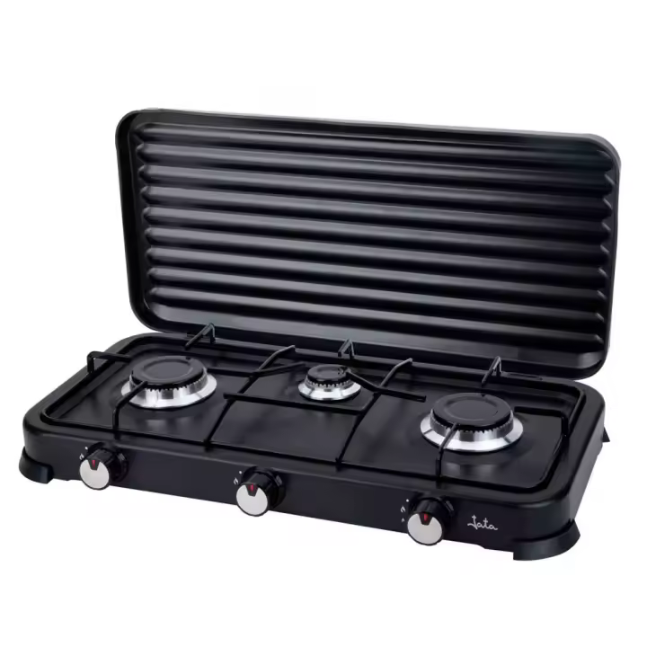 Cocina de Gas Portátil Jata JECG2703 - 3 Quemadores - Pintura Epoxi - Tapa Protectora - 1