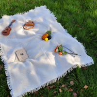 Manta De Algodón Mezclado Para Camping Portátil Con Borlas Impermeable Y Suave Para Pícnic Y Uso Exterior Tapete De Mesa Sofá - details 1