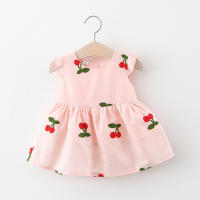 Vestido De Verano Para Bebé Niña Con Bordado De Cereza Cuello Redondo Y Manga Volante Vestido De Princesa Para Niñas Ropa Infantil - details 2