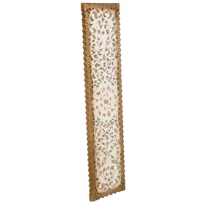 WANDERLUST DECO Panel decorativo de madera tallada blanco 27x2.5x108h cm de estilo Romántico - 1
