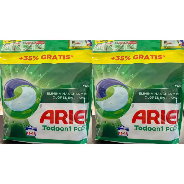 Ariel Original Todo En Uno PODS,Detergente Lavadora Liquido en Capsulas/Pastillas,120 Lavados,Jabon 5 Acciones para una Limpieza Brillante en Frio - 1